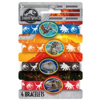 Jurassic World Rubber Bracelet Party Favors, 4ct