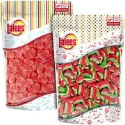 Lalees Peaches and Watermelon Slices - Bulk Candy - Unwrapped Mini Fruit - 2 Pack of 1 Pound Each
