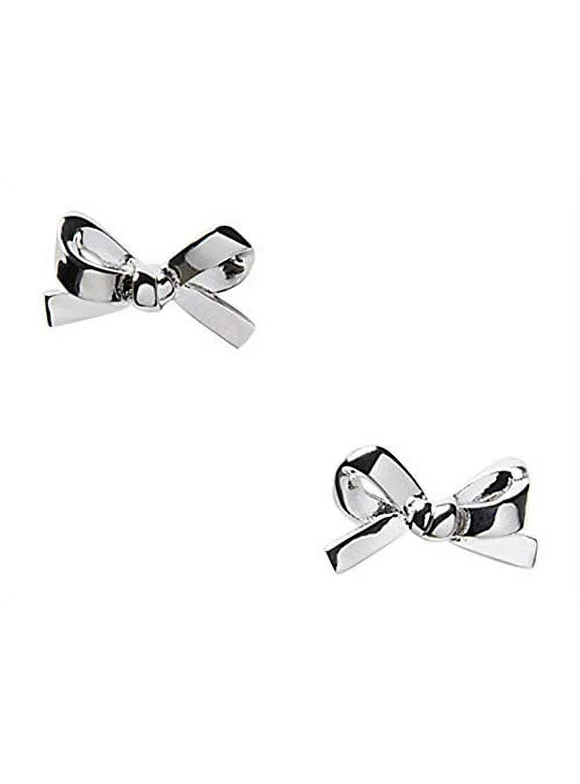 Kate Spade New York Earrings Skinny Mini Bow Studs Silvertone