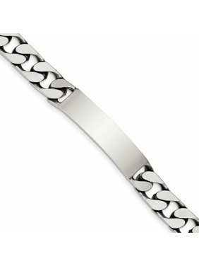 .925 Sterling Silver 10.00MM Antiqued Curb Link ID Bracelet 8.50 Inches