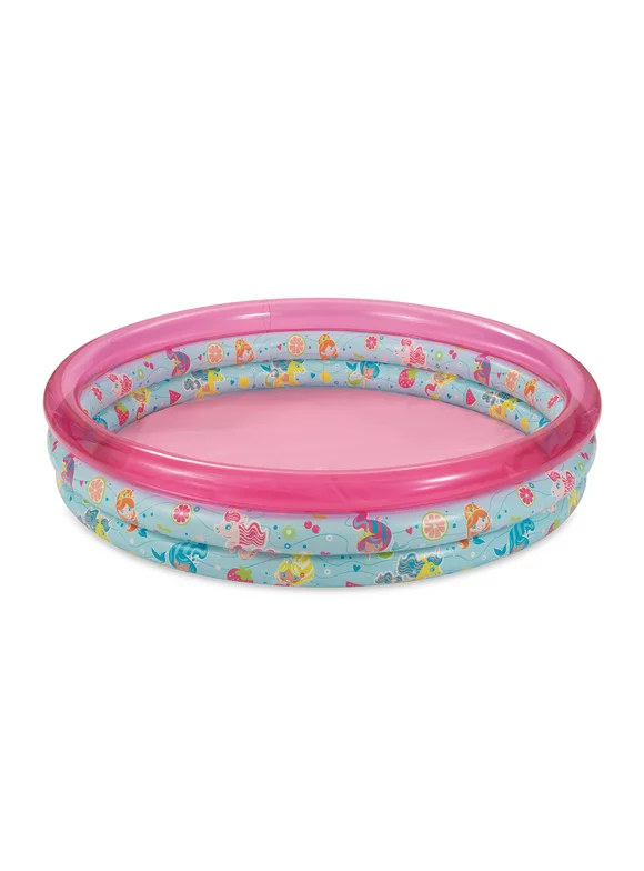 Round Inflatable 3-Ring Kiddie Splash Play Pool, Pink, For Kids, Age 2 & up, Unisex