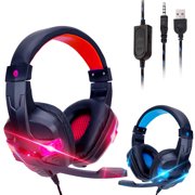 TSV Stereo Gaming Headset for PS4, Xbox One, Nintendo Switch, PC, Mac, Laptop, Over-Ear Headphones 3.5mm PS4 Headset Xbox One Headset with Surround Sound, LED Light & Noise Canceling Microphone