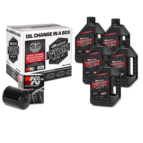 Maxima Racing Oils 90-129015B Black Quick Change Milwaukee-Eight Synthetic 20W-50 Filter Engine Oil Change Kit. 5 quart