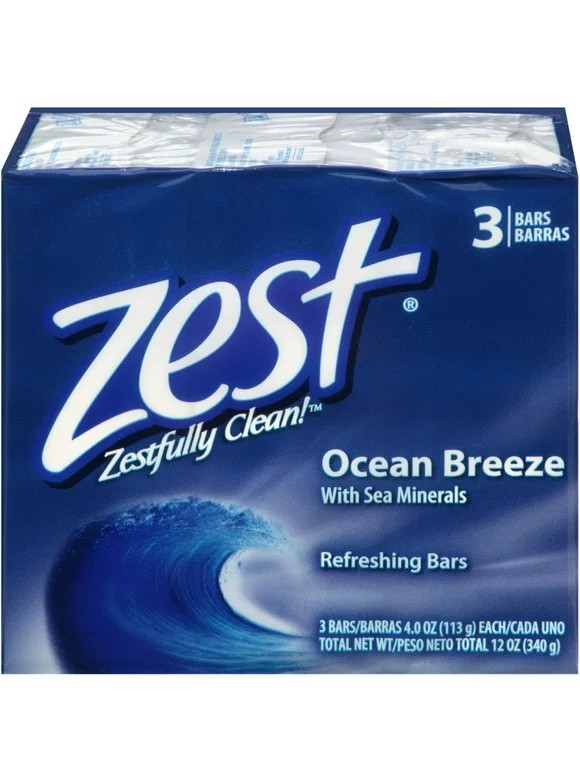 Zest Refreshing Bar Soap, Ocean Breeze with Sea Minerals 4 oz, 3 ea
