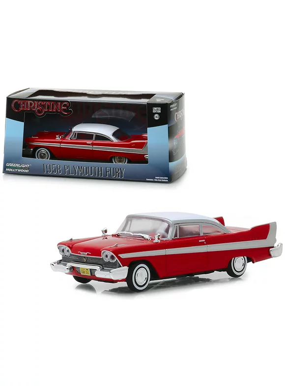 Greenlight 86529 1 by 43 Scale Diecast for 1958 Plymouth Model Car, Fury Red Christine