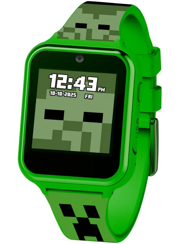 Minecraft iTime Unisex Touchscreen Smart Watch with Silicone Strap and Green Case 42MM