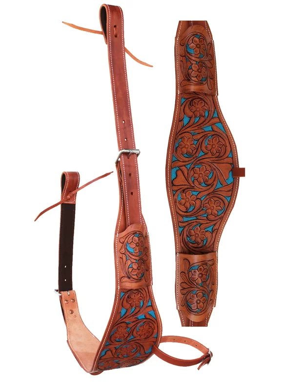 Horse Western Floral Tooled Leather Rear Flank Saddle Cinch w/ Billets 9772TI