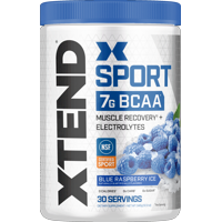 Xtend Sport BCAA Powder, Branched Chain Amino Acids, NSF Certified for Sport + Sugar Free Post Workout Muscle Recovery Drink with Amino Acids, Blue Raspberry, 30 Servings