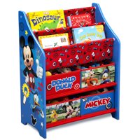 Disney Children Toddler Mickey Mouse Wood and Fabric Toy Organizing Rack, Multi-color
