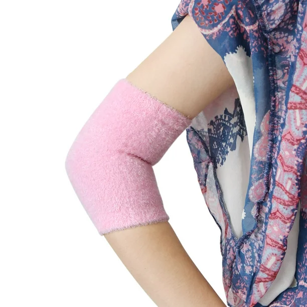 1 Pair Soften Cracked Skin Moisturizing Exfoliating Elbow Gel Cover Sleeves Pink