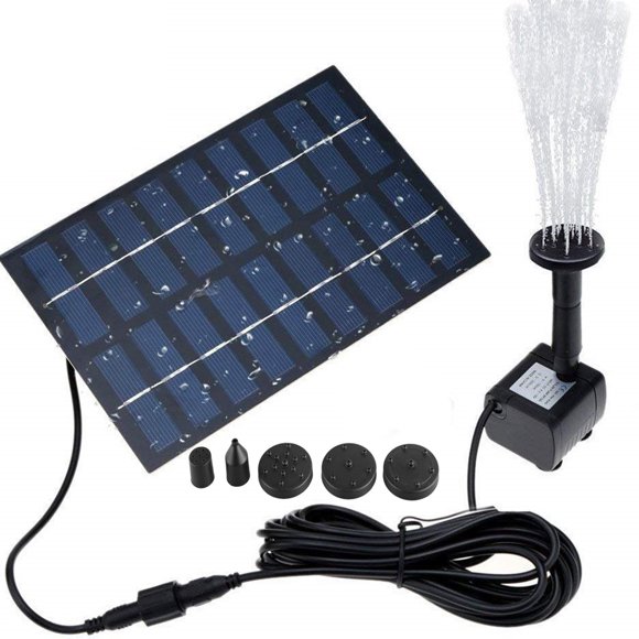 1.2W Solar Fountain Submersible Water Pump for Bird Bath Solar Panel Kit Outdoor Fountain for Small Pond, Patio Garden(Square), 4 Types of Sprinkler Heads for Different Water Flows and Water Heights