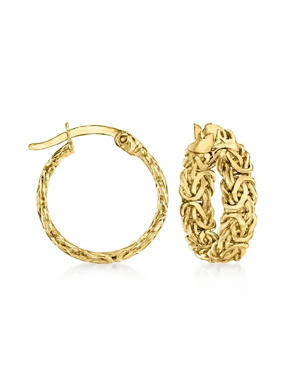 Ross-Simons 18kt Gold Over Sterling Petite Byzantine Hoop Earrings, Women's, Adult