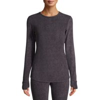 ClimateRight by Cuddl Duds Women's Stretch Fleece Long Underwear Crewneck Thermal Top with Cuff Thumbhole