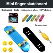 AUTCARIBLE Mini Fingerboard Finger Skateboards Toy Professional Fingerboards Finger Toy Set Mini Skateboards Set with 1 Screwdriver and 4 Replacement Wheels for Kids Party