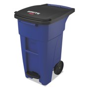 Rubbermaid Commercial Brute Step-On Rollouts, Square, 50 gal, Blue