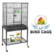 ZENSTYLE Bird Cage with Stand Wrought Iron Construction 53-Inch Pet Bird Cage Play Top Parrot Cockatiel Cockatoo Parakeet Finches Birdcage
