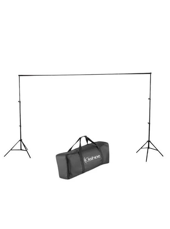 Kshioe Background Support Stand Photo Backdrop Crossbar Kit Lighting Studio Set 2*3M Black
