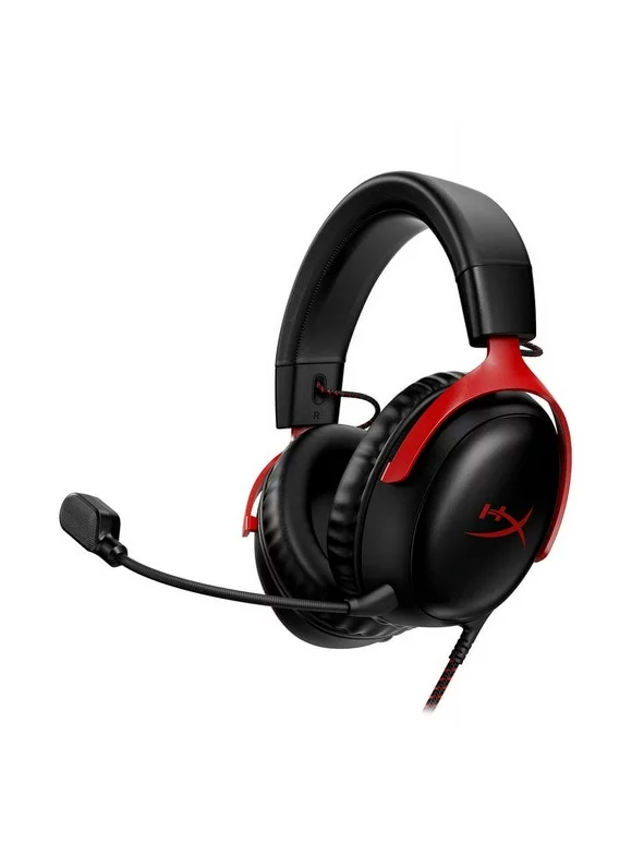 HyperX Cloud III Wired Over-Ear Gaming Headset, Red