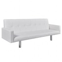 vidaXL Modern Sofa Bed in Faux Leather, White