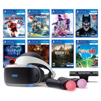 Play Station VR 11-In-1 Deluxe Bundle PS4 & PS5 Compatible: VR Headset, Camera, Move Motion Controllers, Iron Man, Resident Evil 7, Batman, Battlezone, RIGS, Until Dawn, Blood & Truth, Golf
