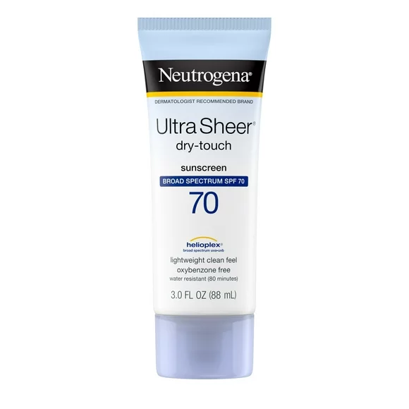 Neutrogena Ultra Sheer Dry-Touch Sunscreen Lotion, SPF 70 Face Sunblock, 3 fl oz