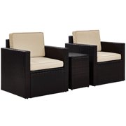 Crosley Furniture KO70055BR-SA Palm Harbor 3-Piece Resin Wicker Outdoor Seating Set (Brown/Sand)
