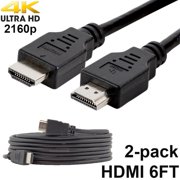 2 (Two) Premium HDMI Cables 6 Ft Bluray 3D DVD PS4 HDTV XBOX LCD HD 1080P USA 4K