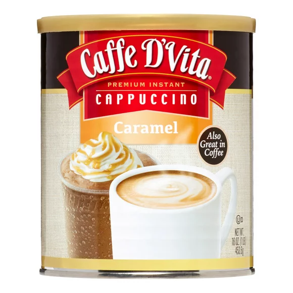 Caffe D'Vita Instant Cappuccino, Caramel, 16 Oz.