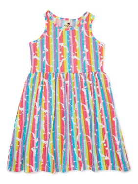 Pink Velvet Girls Jersey Flare Summer Play Dress, Sizes 4-12