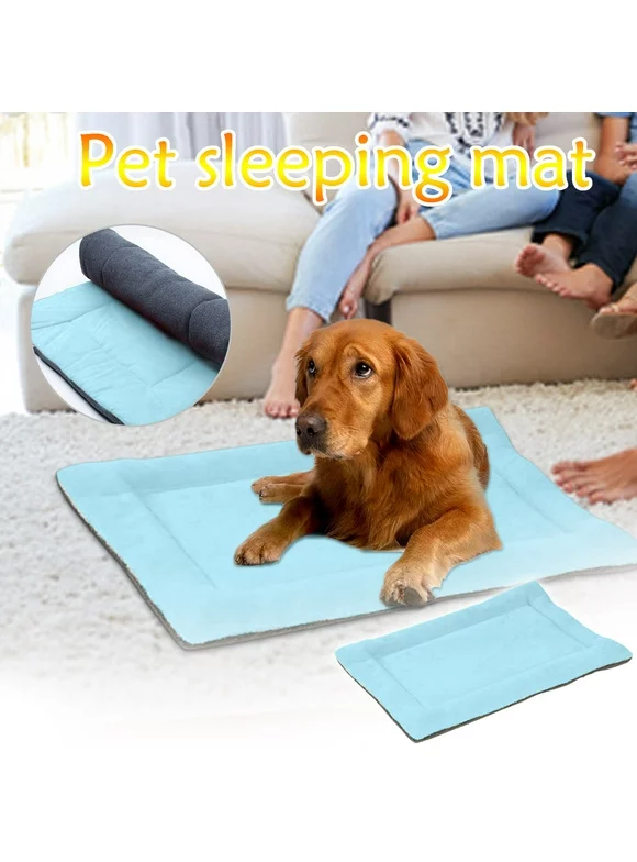 Tuscom Light Blue Dog Cage Mat Kennel Cage Mat Pet Bed Washable Flusffy Space Mat