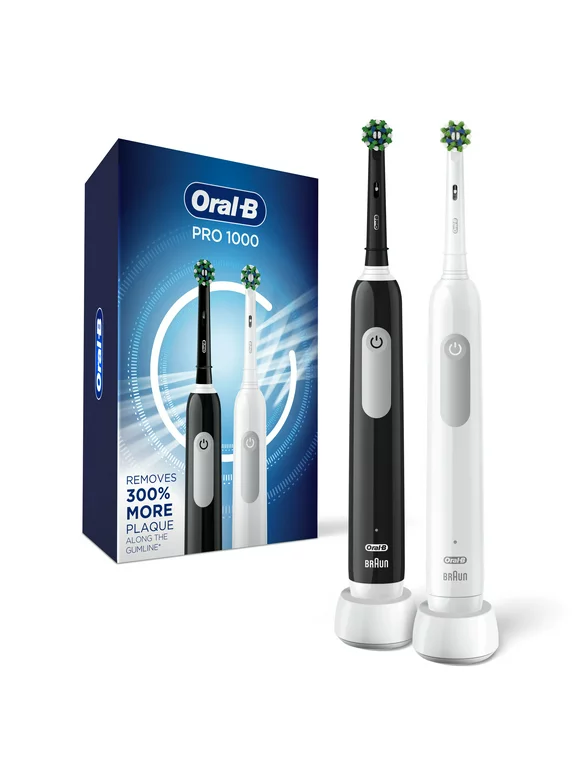 Oral-B Pro 1000 Electric Toothbrush, Black & White, Twin Pack