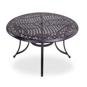 48" Round Patio Dining Table with Umbrella Hole, Aluminum Casting Top Outdoor Furniture