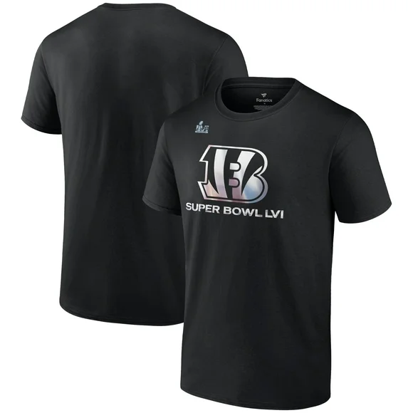 Men's Fanatics Branded Black Cincinnati Bengals Super Bowl LVI Bound Iridescent T-Shirt