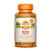 Sundown Naturals Vegetarian Biotin Dietary Supplement Capsules, 10,000mcg, 120 count