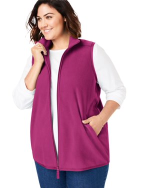 Woman Within Plus Size Zip-front Microfleece Vest