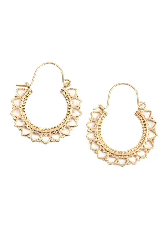 Riah Fashion Bohemian Embellished Delicate Geometric Hoop Earrings