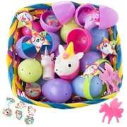 Bulk Unicorn Toy Filled Easter Eggs Party Favors for Girls Egg Hunt, Assorted Colors, 2.5"