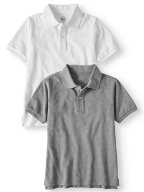 Wonder Nation Boys 4-18 School Uniform Short Sleeve Pique Polo Shirts, 2-Piece Value Pack