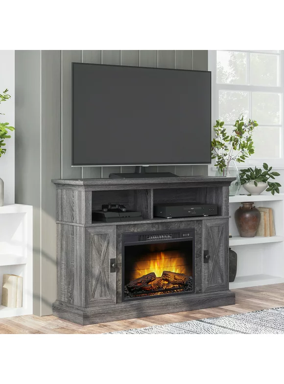 Kellum Media Fireplace Console for TVs up to 55”, 48" Stand, Gray