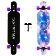 INNOWEIGH 41 Inch Longboard Skateboard Starry Sky Through Freestyle Longboard Complete Drop Down Through Deck Cruise Purple Starry Sky