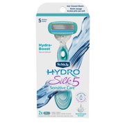 Schick Hydro Silk 5 Sensitive Care Women's Razor, 1 Razor Handle + 2 Refills