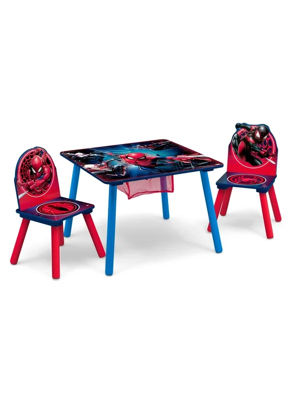 Marvel Spider-Man Table and 2 Chairs with Storage Set by Delta Children, Greenguard Gold, Toddler