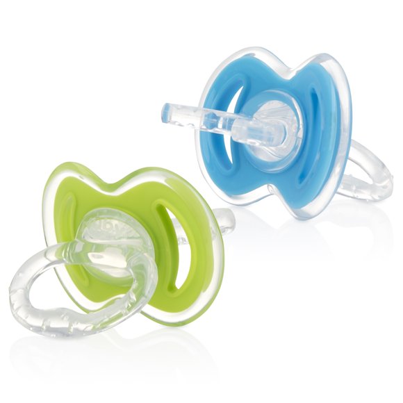Nuby Gum-eez Pacifier Teether Set with Cover, Blue/Green, 2 Pack