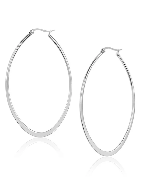 Large Oval Stainless Steel Hoop Earrings