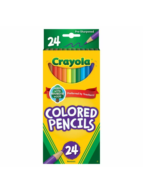 Crayola Colored Pencils, Back to School Supplies for Kids, Teacher Supplies, Pre-sharpened, 24 Ct