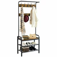 SmileMart 72" Industrial Entryway Hall Tree with Bench and Storage, Rustic Brown
