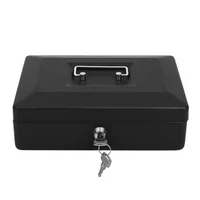 Pen+Gear Black Metal Cash Box with Cash Tray and Key Lock,0.13 cu.ft.