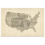 Great BIG Canvas | "United States Sheet Music Map" Art Print - 36x24