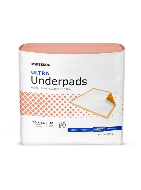 McKesson Ultra Underpads for Incontinence, Heavy Absorbency - 30 in x 36 in, 100 Ct