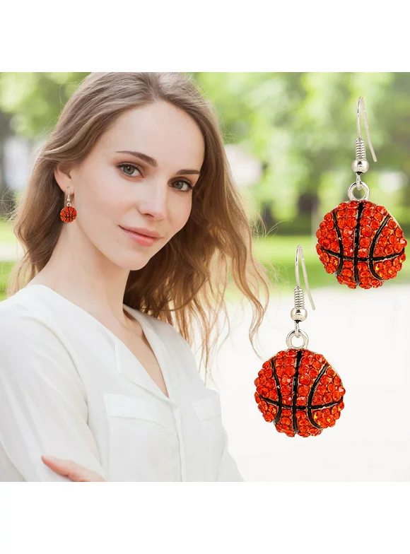 Ball Shape Rhinestone Earrings Gifts For Girls Basketball Gift For Players